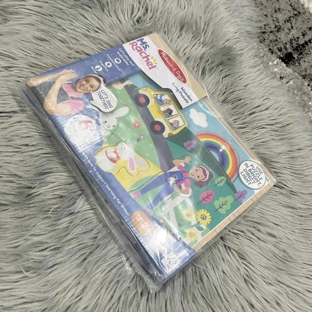 Ms. Rachel Melissa & Doug‎ Wooden Song Peg Puzzle Toys 6-Piece Light-Activated